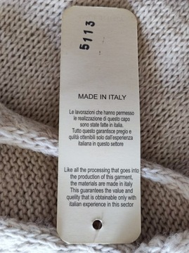38 MADE IN ITALY włoska tunika dzianina sweterkowa taliowana koronka nude