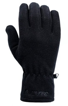 Rękawiczki męskie polarowe HI-TEC czarne rękawice 5 palcowe ciepłe S/M