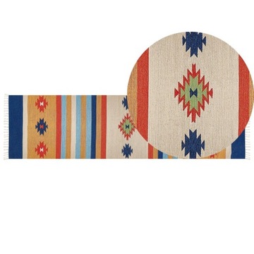 Dywan bawełniany kilim 80 x 300 cm wielokolorowy TARONIK