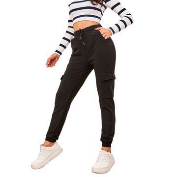 HL-1079 BLACK SPODNIE DAMSKIE CARGO L/XL - 41