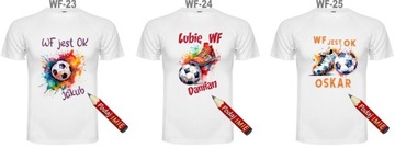 Koszulka sportowa futbol piłka nożna na WF+ imię 146/152 cm Kibic Wzory