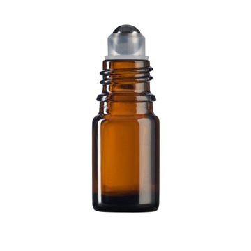 Butelka szklana 5 ml brązowa z nakrętką czarną roll-on kulka stalowa x10