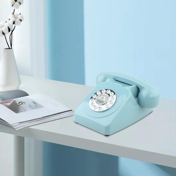 Guestbook Phone Push Button Rotary Dial Old Fashioned Desk Telephone Blue