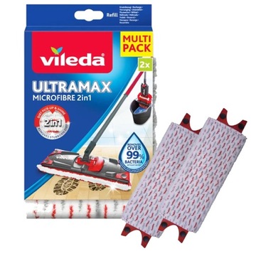 VILEDA Mop Nakładka Wkład Mopa Płaskiego Ultramat Ultramax Turbo 2 SZTUKI