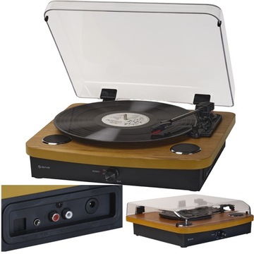 DENVER GRAMOFON Z GŁOŚNIKAMI RETRO Bluetooth odtwarzanie płyt winylowych