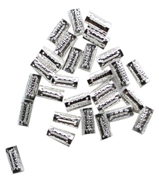 Koraliki zaciskowe warkoczyki TUBY srebrne wzór