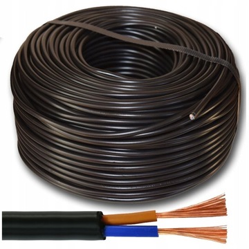PRZEWÓD OKRĄGŁY 1m CZARNY GIĘTKI LINKA H03VV-F prądowy kabel OMY 2 x 1mm2