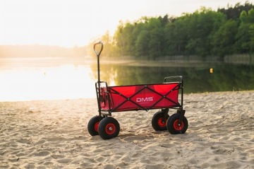 Туристическая пляжная транспортная тележка, 120 кг, надувные колеса, красная