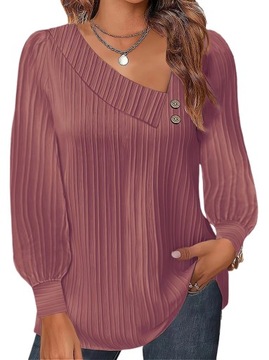 Elegancka BLUZKA DAMSKA modny print dekolt guziki PLUS SIZE R.S-XXL