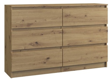 KOMODA MARCYSIA Z 6 SZUFLADAMI 120CM DĄB ARTISAN