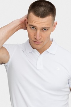 Biała gładka koszulka polo dopasowany krój rozmiar XXXL