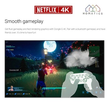 HOMATIC Dongle G 4K-2 ГБ 32 ГБ TVBOX Двойное распознавание Google и Netflix