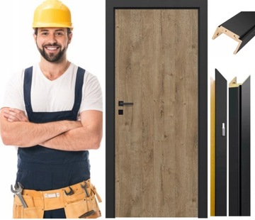 Drzwi Loft Pełne z Czarną Ościeżnicą Regulowaną