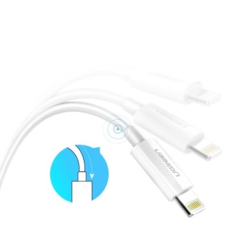 Никелированный кабель UGREEN MFi Lightning 1м (белый)