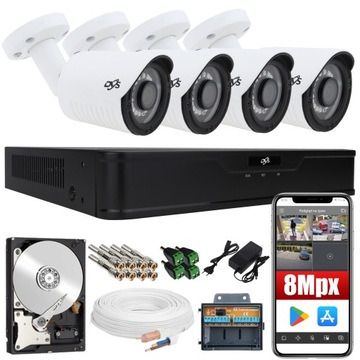 MONITORING 4 KAMERY ZEWNĘTRZNE 8MPX IR20 P2P 1TB
