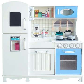 Duża Drewniana Kuchnia Dla Dzieci LittleFoodies mint-blue lodówka piekarnik