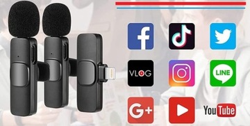 Петличный микрофон 2x беспроводной передатчик + приемник для IPHONE IOS 2 шт.