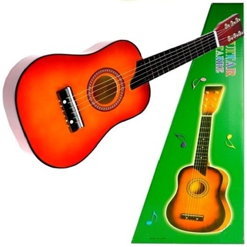 ДЕРЕВЯННАЯ АКУСТИЧЕСКАЯ ГИТАРА 6 СТРУННАЯ ДЛЯ ДЕТЕЙ 60см МЕТАЛЛИЧЕСКИЕ СТРУНЫ