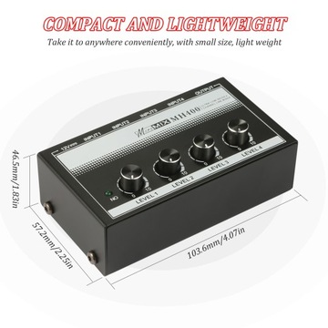 MH400 Ультрамалошумящий 4-канальный линейный микшер Mini