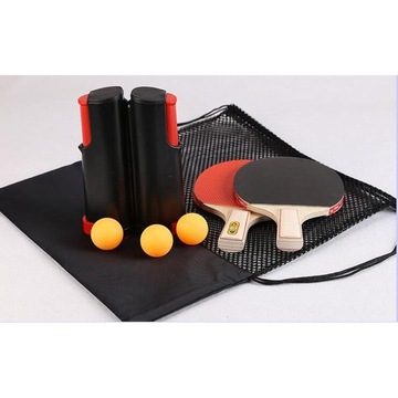 Полный комплект для настольного тенниса, черный + синяя подставка для сетки.