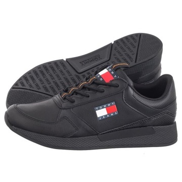 Buty Sneakersy Męskie Tommy Hilfiger Jeans Flexi Runner Black Czarne