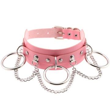 OBROŻA CHOKER naszyjnik EMO PUNK SKÓRA gothic