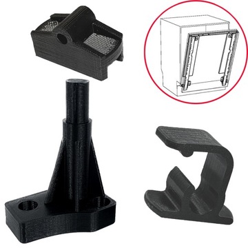 Lewy komplet Ikea Behjalplig (Haczyk + Oś Lewa + Zawias przesuwny górny)