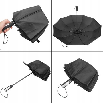 Składany parasol z automatycznym otwieraniem i zamykaniem. Krótka rączka