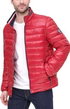 Męska pikowana zimowa kurtka Tommy Hilfiger Wetlook w kolorze czerwonym XXL