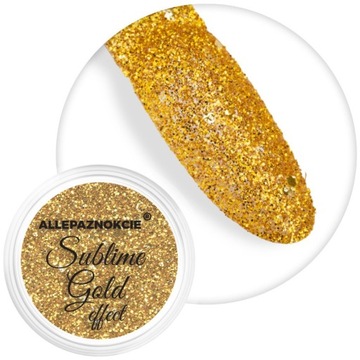 Pyłek do paznokci Sublime Gold Złoty brokat do zdobień 1g Allepaznokcie
