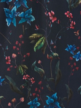 kwiaty rękawy falbanki sukienka tiulowa taliowana
