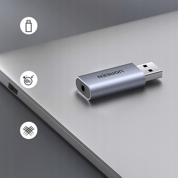 UGREEN ADAPTER AUDIO AUX PRZEJŚCIÓWKA Z USB-A 2.0 DO MINIJACK 3,5MM
