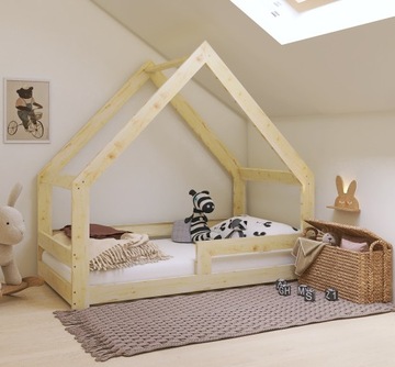 ŁÓŻKO DZIECIĘCE DOMEK 200x90 DLA DZIECKA DLA DZIECI + STELAŻ + BARIERKA W1
