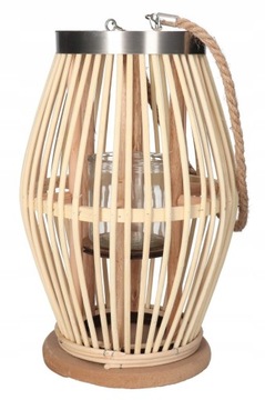 STYLOWY LAMPION OGRODOWY BALKONOWY BAMBUSOWY RATTANOWY LAMPA LATARNIA BOHO