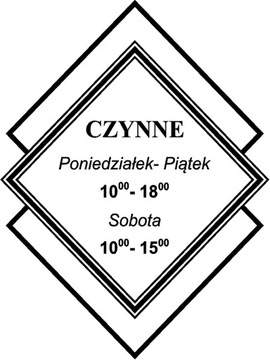 Naklejka na Witrynę Szybę Godziny Otwarcia Lokalu