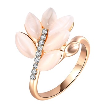 Luksusowy piękny pierścionek w kształcie liścia Renu Moda 7
