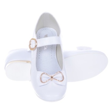 Buty Baleriny Komunijne Dziewczęce białe obuwie 31