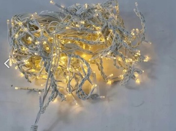 LAMPKI ŚWIĄTECZNE SOPLE CIEPŁE 300 LED 12m ŁAŃCUCH GRATIS GIRLANDA ŚWIETLNA