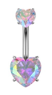 Kolczyk do pępka Tęczowe Serca 10mm P44