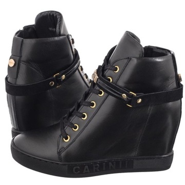 Buty Botki Sneakersy na Koturnie Damskie Carinii Czarne B5200-E50