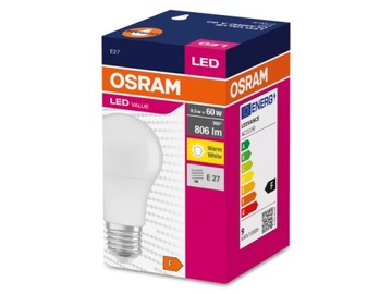 Osram żarówka LED E27 8,5W=60W 806lm 2700K CIEPŁA