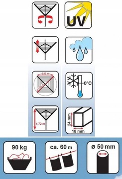 SUSZARKA OGRODOWA OBROTOWA 60M +POKROWIEC +ŚWIDER