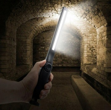 LAMPA WARSZTATOWA KANAŁOWA LATARKA LED COB MOCNA HAK MAGNES 360 AKU AG121H