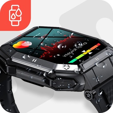 SMARTWATCH ZEGAREK MĘSKI MILITARNY ROZMOWY WIELOFUNKCYJNY POMIARY MENU PL