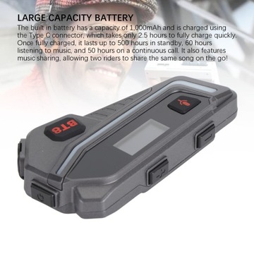 Zestaw suchawkowy motocyklowy Bluetooth HiFi Dźwięk stereo 80 mil na TB