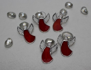 Aniołki witrażowe Tiffany ZESTAW 5 szt czerwone Z