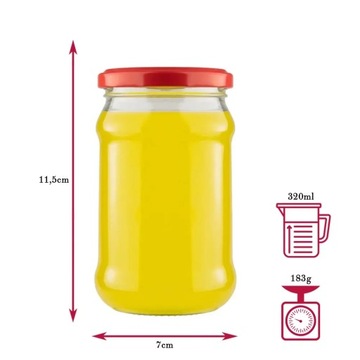 БАНКА 315 мл СТЕКЛЯННАЯ БАНКА ДЛЯ ПРИГОТОВЛЕНИЙ МЕДОВОГО ВАРЕНИЯ С КРЫШКОЙ (120 шт.)