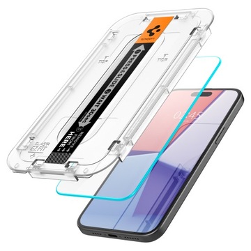 Закаленное стекло для iPhone 15/16, Spigen Glas.tR EZ Fit, в чехле + аппликатор