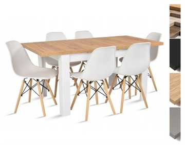 Komplet do jadalni Stół 80x120/160 rozkładany 6 krzeseł skandynawskie