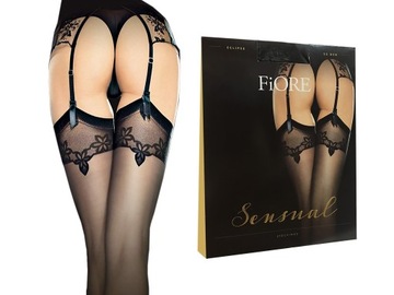 Fiore Eclipse pończochy do paska, szew, czarny 4-L